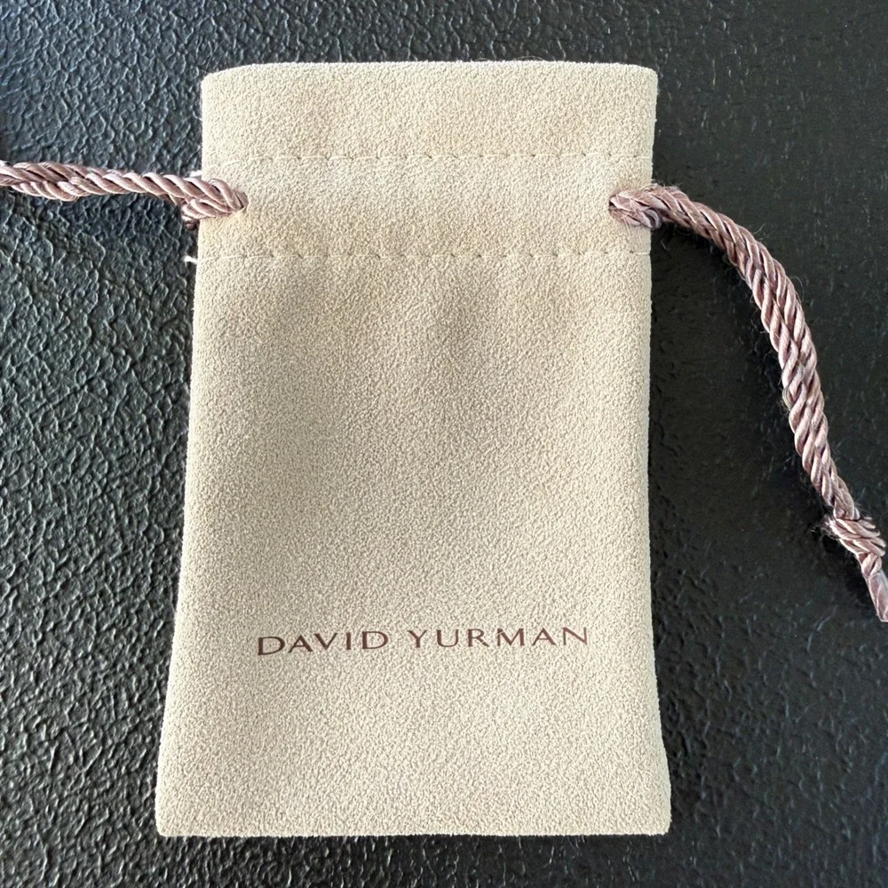 2 David Yurman Jewelry Pouch Set Gray Tan Suede Drawstring Bags Travel Case
